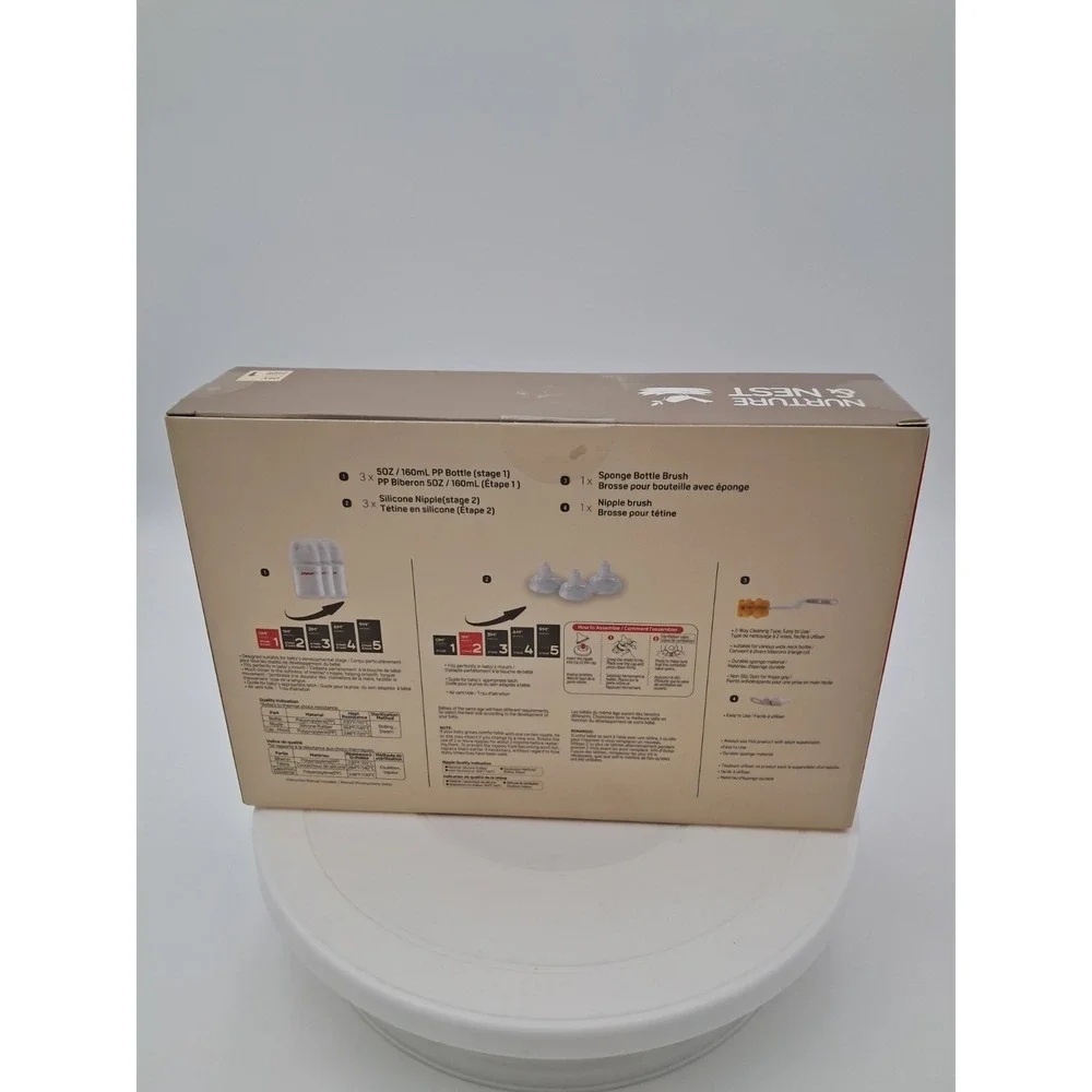 Pigeon Nuture & Nest Newborn Gift Set. 3 Bottles, 3 Nipples, 1 Sponge Bottle...